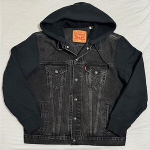 Levi's Denim Hybrid Hoodie Trucker Jacket Men's Large (24 inch PtP) NWOT